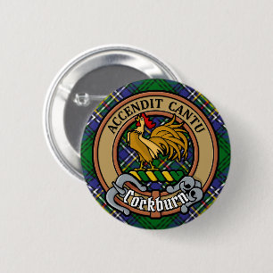 Badge Rond 5 Cm Clan Cockburn Crest sur Tartan