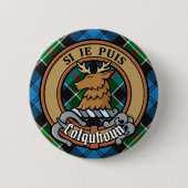 Badge Rond 5 Cm Clan Colquhoun Crest sur Tartan (Devant)