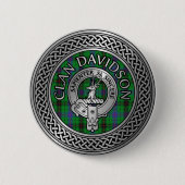 Badge Rond 5 Cm Clan Davidson Crest & Tartan Knot (Devant)