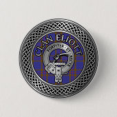 Badge Rond 5 Cm Clan Eliott Crest & Tartan Knot (Devant)