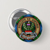 Badge Rond 5 Cm Clan Ferguson Crest sur Tartan (Devant & derrière)