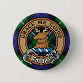 Badge Rond 5 Cm Clan Forbes Crest sur Tartan (Devant)