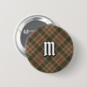 Badge Rond 5 Cm Clan Fraser Chasse Tartan Patiné Bouton