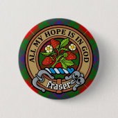 Badge Rond 5 Cm Clan Fraser Crest sur Tartan (Devant)