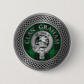 Badge Rond 5 Cm Clan Graham Crest & Tartan Knot (Devant)
