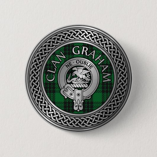 Badge Rond 5 Cm Clan Graham Crest & Tartan Knot (Devant)