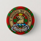 Badge Rond 5 Cm Clan Gregor Crest sur Tartan (Devant)