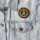 Badge Rond 5 Cm Clan Gregor Crest sur Tartan (En situation)