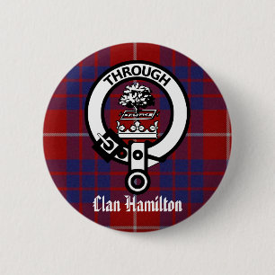 Badge Rond 5 Cm Clan Hamilton Crest et Tartan