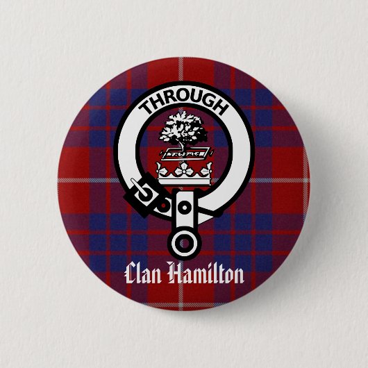 Badge Rond 5 Cm Clan Hamilton Crest & Tartan (Devant)