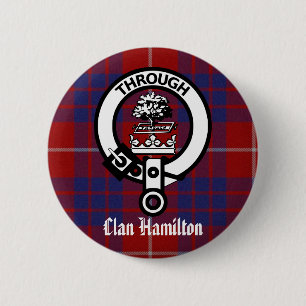 Badge Rond 5 Cm Clan Hamilton Crest & Tartan