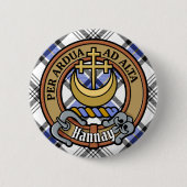 Badge Rond 5 Cm Clan Hannay Crest sur Tartan (Devant)