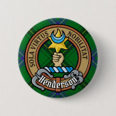 Badge Rond 5 Cm Clan Henderson Crest sur Tartan (Devant)