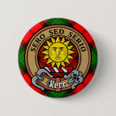Badge Rond 5 Cm Clan Kerr Crest sur Tartan (Devant)