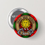 Badge Rond 5 Cm Clan Kerr Crest sur Tartan (Devant & derrière)
