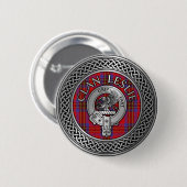 Badge Rond 5 Cm Clan Leslie Crest & Tartan Knot (Devant & derrière)