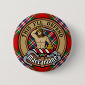 Badge Rond 5 Cm Clan MacFarlane Crest sur Red Tartan (Devant)