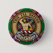 Badge Rond 5 Cm Clan MacFarlane Crest sur Tartan de chasse moderne (Devant)