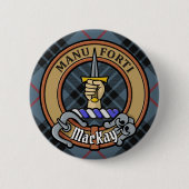 Badge Rond 5 Cm Clan MacKay Crest sur Blue Tartan (Devant)