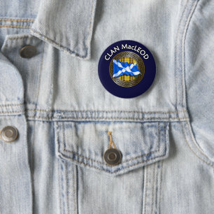 Badge Rond 5 Cm Clan MacLeod Tartan Knot & Drapeau