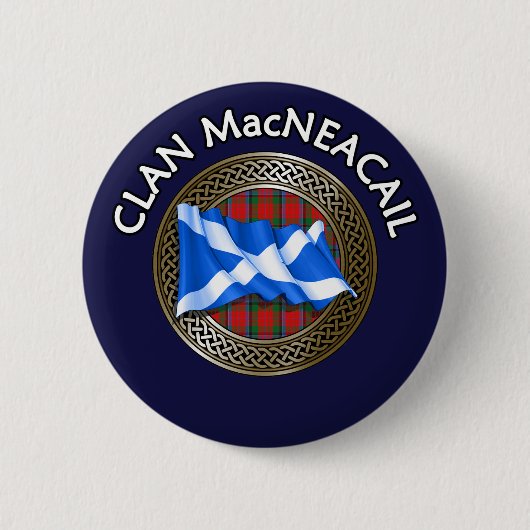 Badge Rond 5 Cm Clan MacNeacail Tartan Knot & Drapeau (Devant)