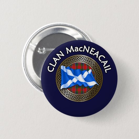 Badge Rond 5 Cm Clan MacNeacail Tartan Knot & Drapeau (Devant & derrière)