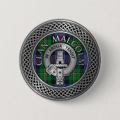 Badge Rond 5 Cm Clan Malcolm Crest et Tartan Knot (Devant)