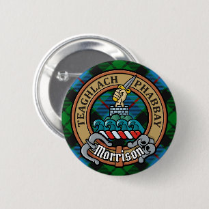 Badge Rond 5 Cm Clan Morrison Crest sur la chasse Tartan