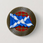 Badge Rond 5 Cm Clan Morrison Tartan Knot & Drapeau (Devant)