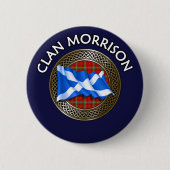 Badge Rond 5 Cm Clan Morrison Tartan Knot & Drapeau (Devant)