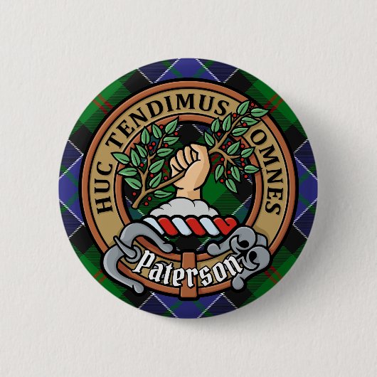 Badge Rond 5 Cm Clan Paterson Crest sur Tartan (Devant)