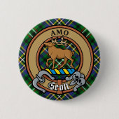 Badge Rond 5 Cm Clan Scott Crest sur Green Tartan (Devant)