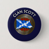 Badge Rond 5 Cm Clan Scott Tartan Knot & Drapeau (Devant)