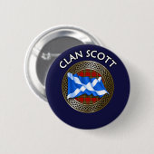Badge Rond 5 Cm Clan Scott Tartan Knot & Drapeau (Devant & derrière)
