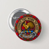 Badge Rond 5 Cm Clan Sinclair Crest sur Red Tartan (Devant & derrière)