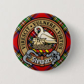 Badge Rond 5 Cm Clan Stewart Crest sur Royal Tartan (Devant)