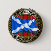 Badge Rond 5 Cm Clan Stewart Tartan Knot & Flag (Devant)