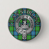 Badge Rond 5 Cm Clan Stirling Crest & Tartan Knot (Devant)
