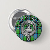 Badge Rond 5 Cm Clan Stirling Crest & Tartan Knot (Devant & derrière)