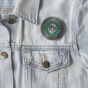 Badge Rond 5 Cm Clan Stirling Crest & Tartan Knot