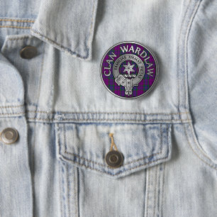 Badge Rond 5 Cm Clan Wardlaw Crest & Tartan
