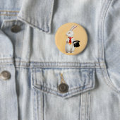 Badge Rond 5 Cm Clapsaddle : Lapin de Pâques avec la cravate (En situation)