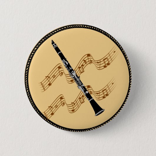 Badge Rond 5 Cm Clarinet, instrument à vent (Devant)