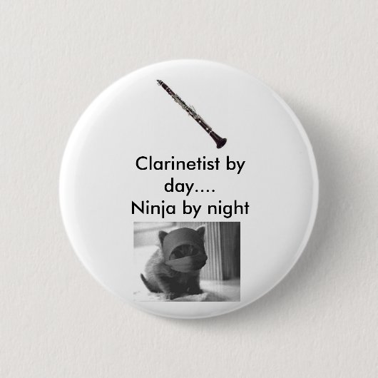Badge Rond 5 Cm Clarinetist Ninja (Devant)
