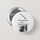 Badge Rond 5 Cm Clarinetist Ninja (Devant & derrière)