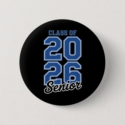 Badge Rond 5 Cm Class Of 2026 Senior Blue Graduation Graduate (Devant)