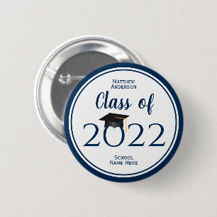 Badge Rond 5 Cm Classe de 2023 Simple Elegant Navy Blue Graduation