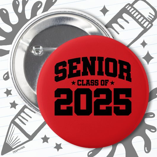 Badge Rond 5 Cm Classe de 2025 Lycée Graduation Senior 2025