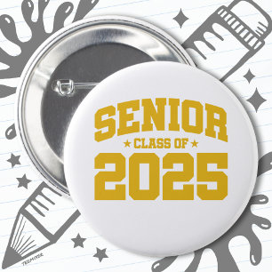 Badge Rond 5 Cm Classe de 2025 Lycée Graduation Senior 2025