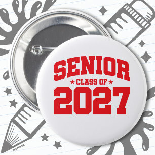 Badge Rond 5 Cm Classe de 2027 Lycée Graduation Senior 2027